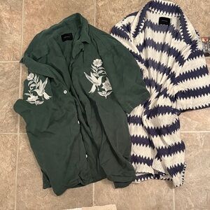 Green Embroidered Shirt and Chevron Cardigan